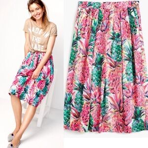 J. Crew A-line Ratti Painted Pineapple Skirt